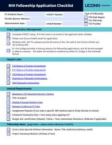 Screenshot of NIH Fellowship Application Checklist job aid