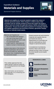 Screenshot of Expenditure Guidance: Materials and Supplies job aid